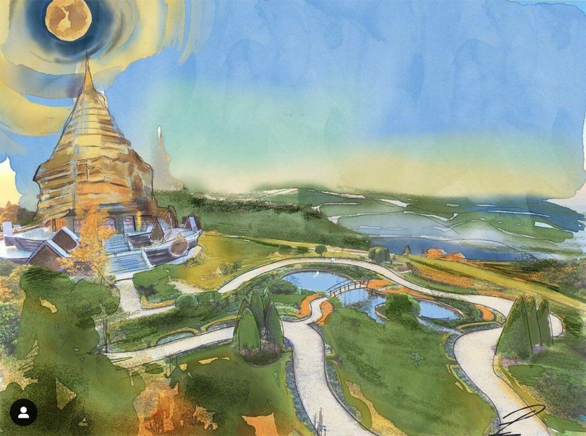 Moonlight in Chiangmai watercolor Indigo